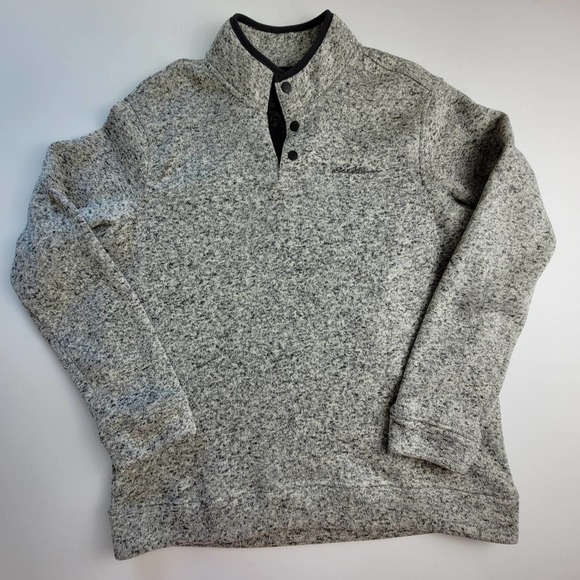 Lands' End Other - Lands' End Men's Large Pull over Sweater 1/4 Snap Button Grey High Neck